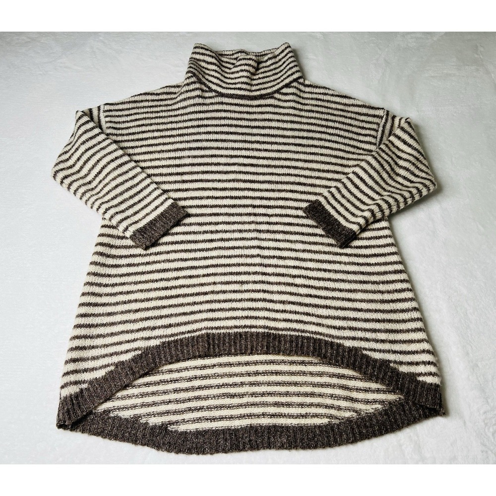 Miracle Womens‎ Striped Long Sleeve High Neck Loose Fitted Pullover Sweater XS/S